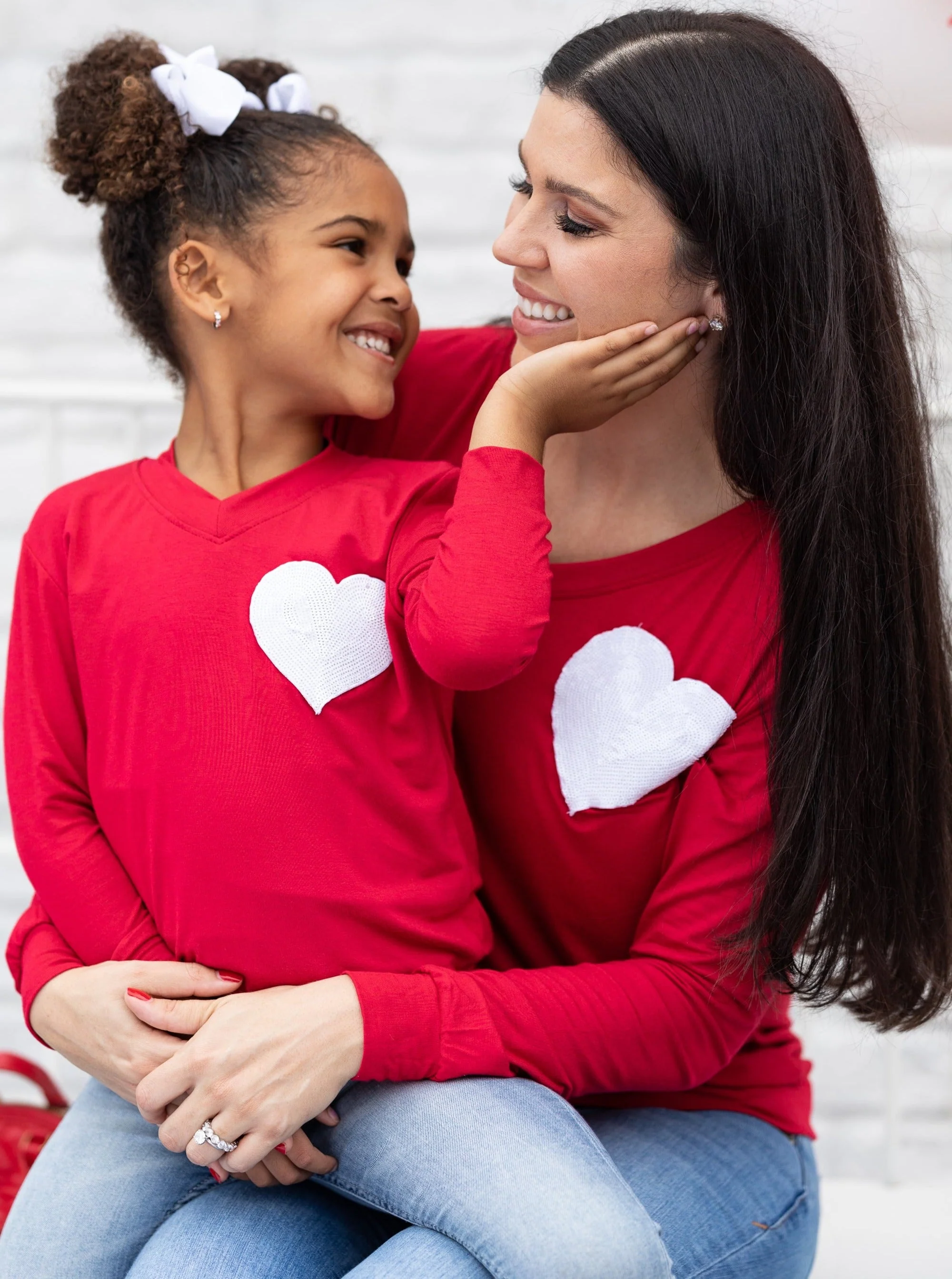 Mommy & Me Glitter Heart Red Top - Image 3
