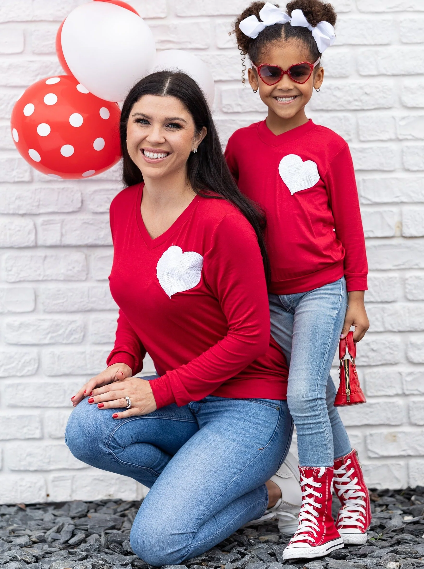 Mommy & Me Glitter Heart Red Top - Image 6