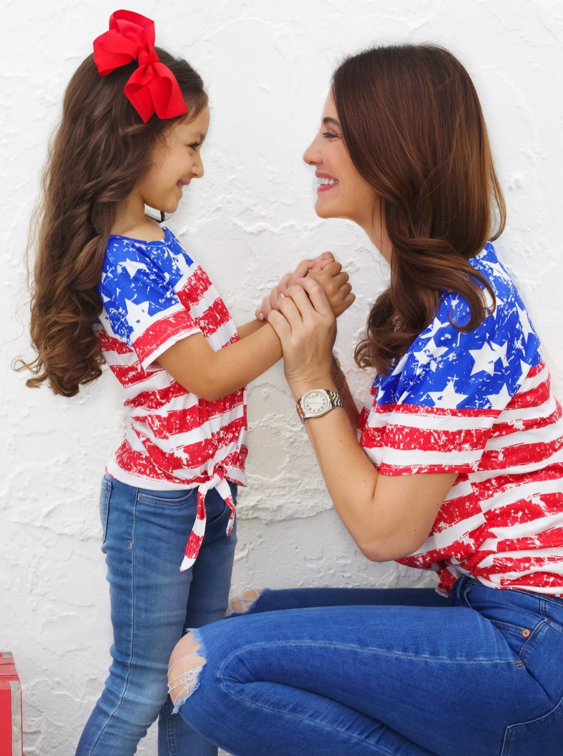 Mommy and Me Wave Your Flag Side Knot Top - Image 3