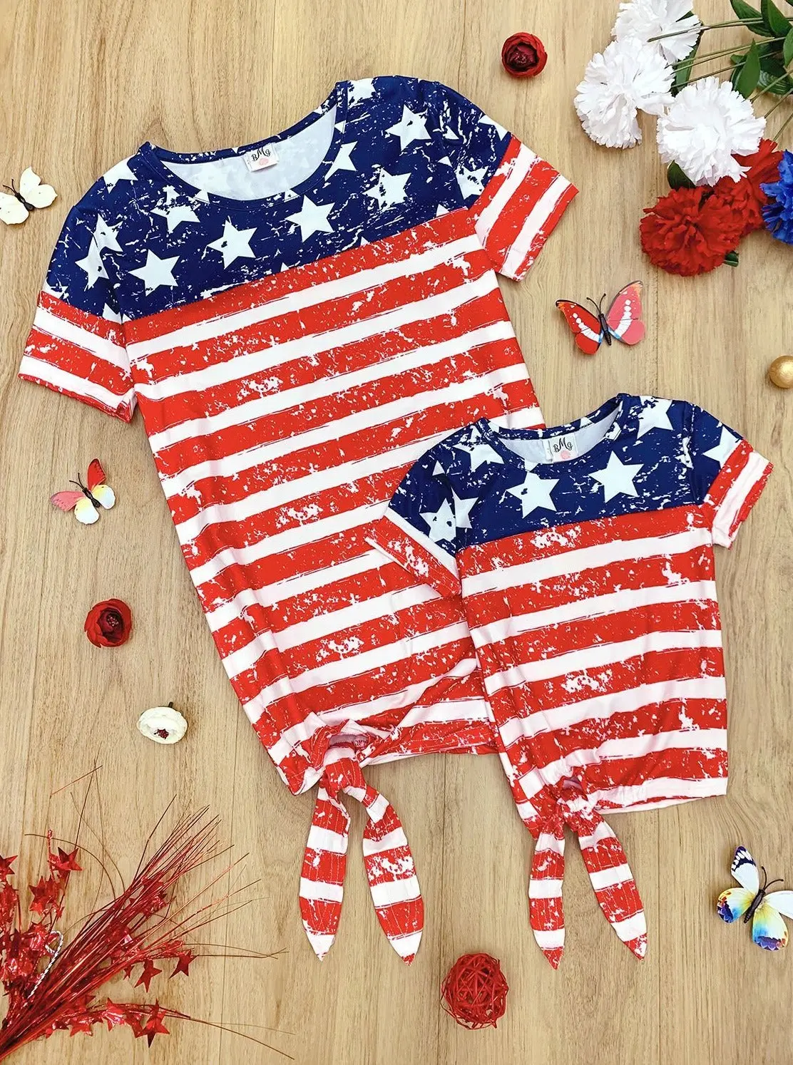 Mommy and Me Wave Your Flag Side Knot Top - Image 4