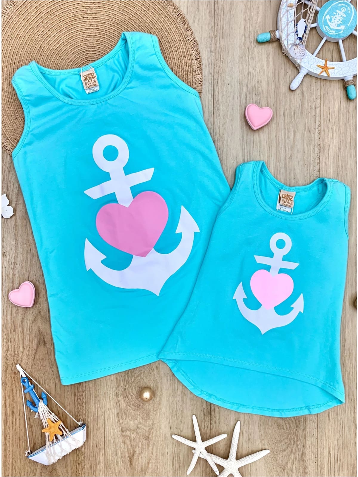 Mommy and Me Back Bow Anchor and Heart Tank - Image 5
