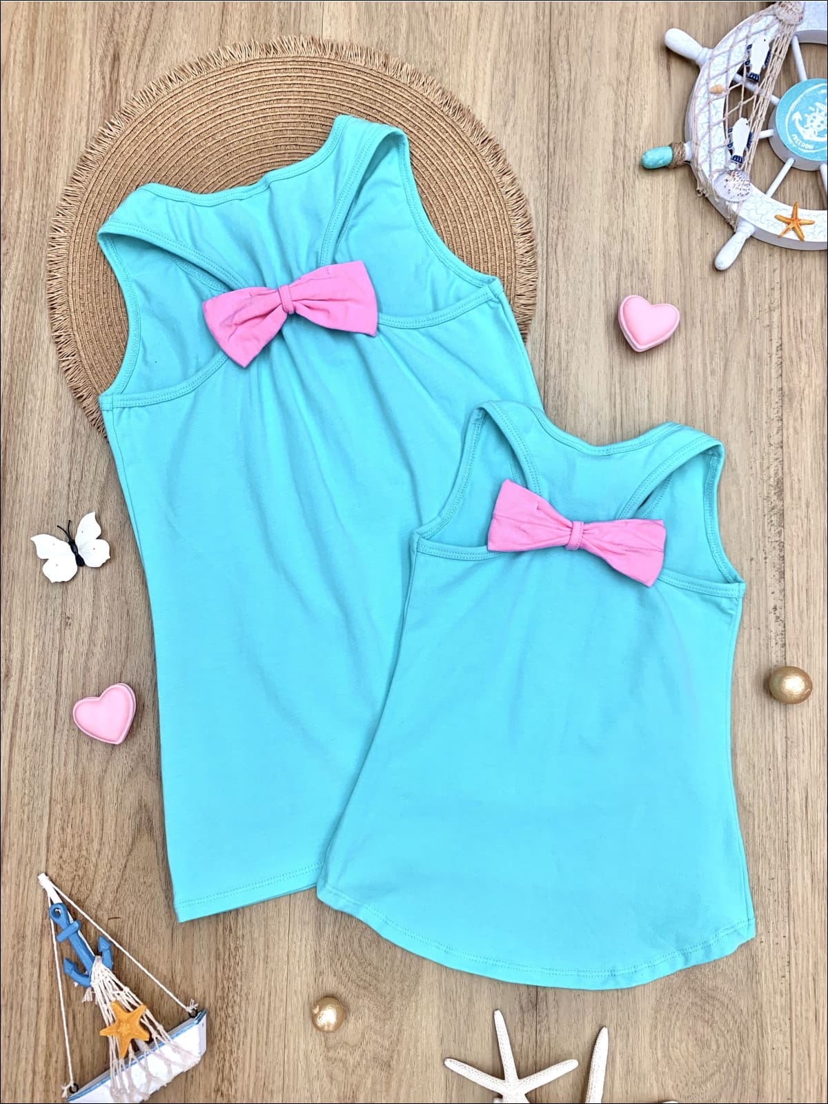 Mommy and Me Back Bow Anchor and Heart Tank - Image 6