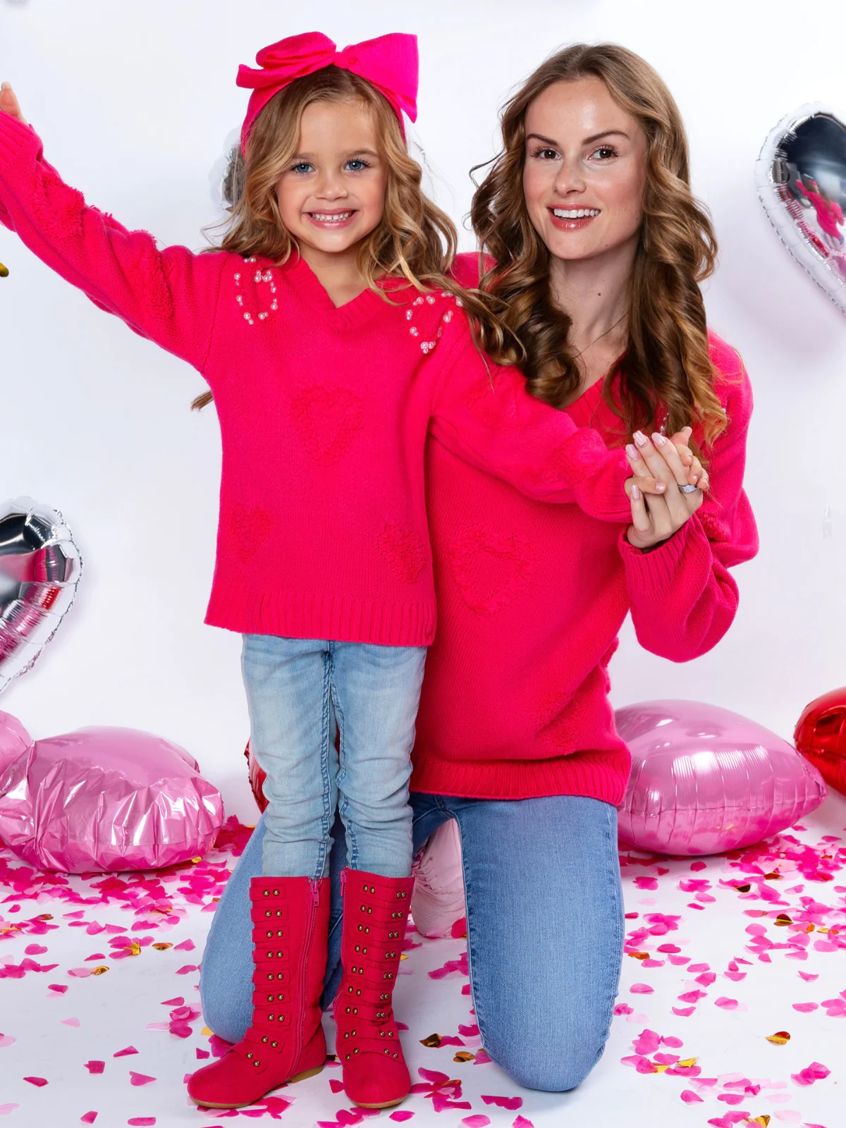 Mommy & Me Pearl Embroidered Heart Sweater - Image 3