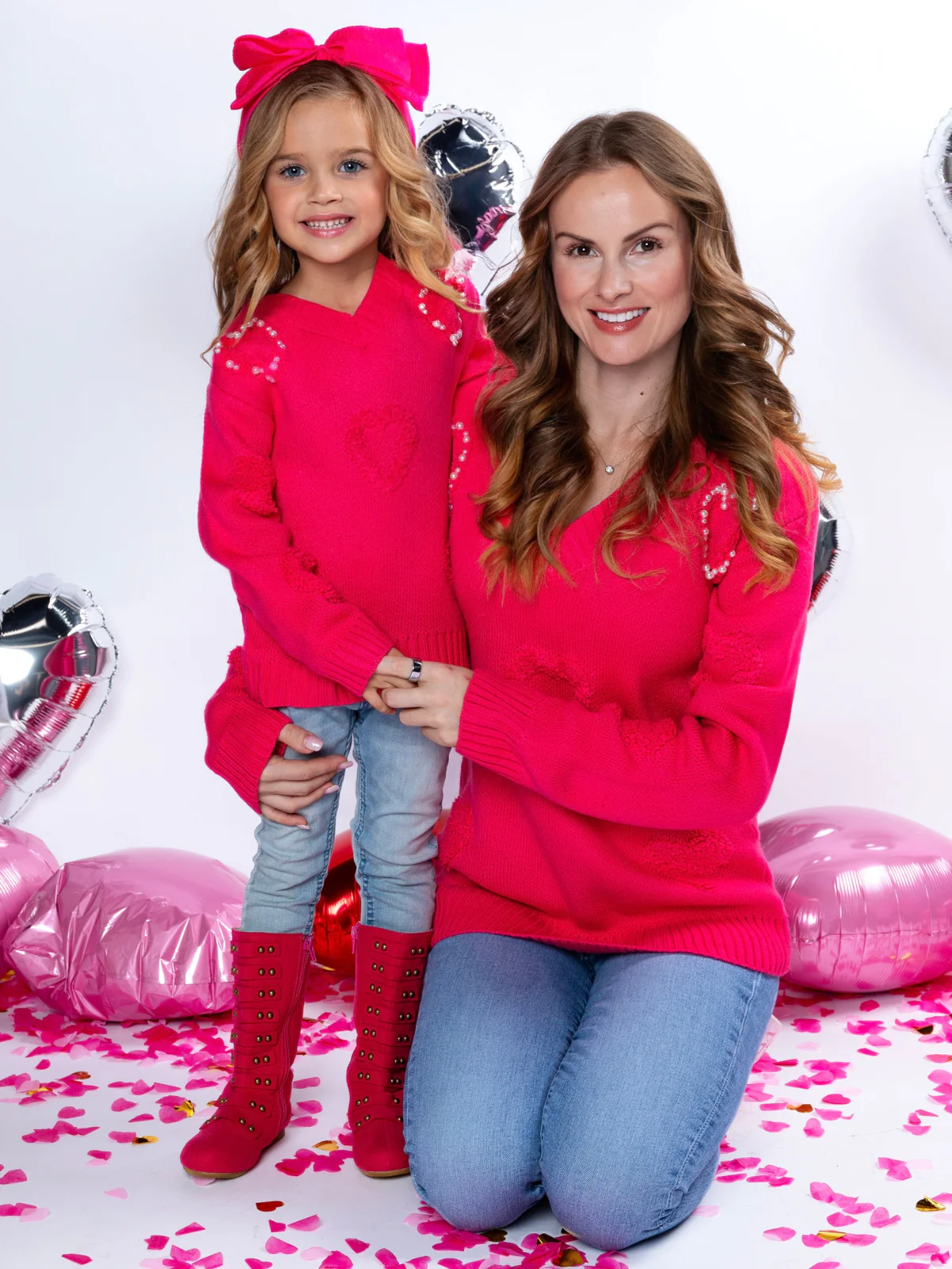 Mommy & Me Pearl Embroidered Heart Sweater - Image 5