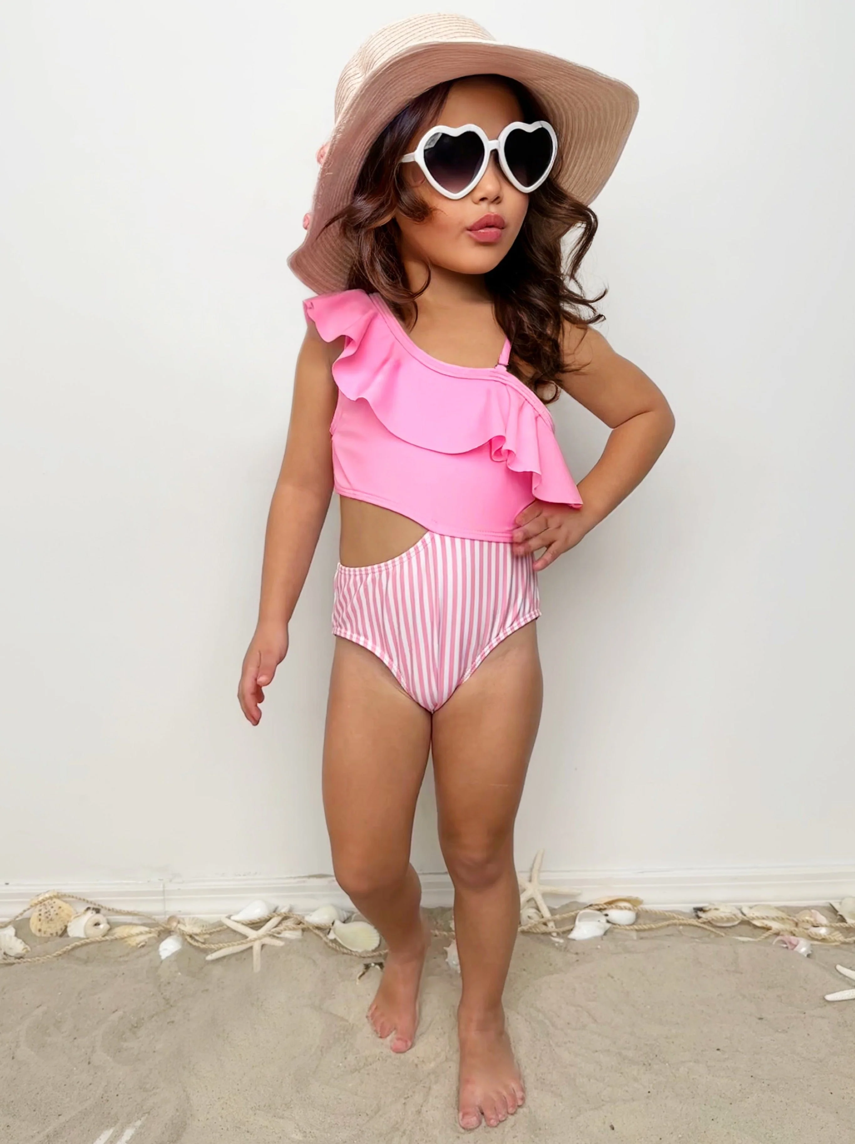 Blush and Splash Pink Ruffle One-Piece Swimsuit - Image 3
