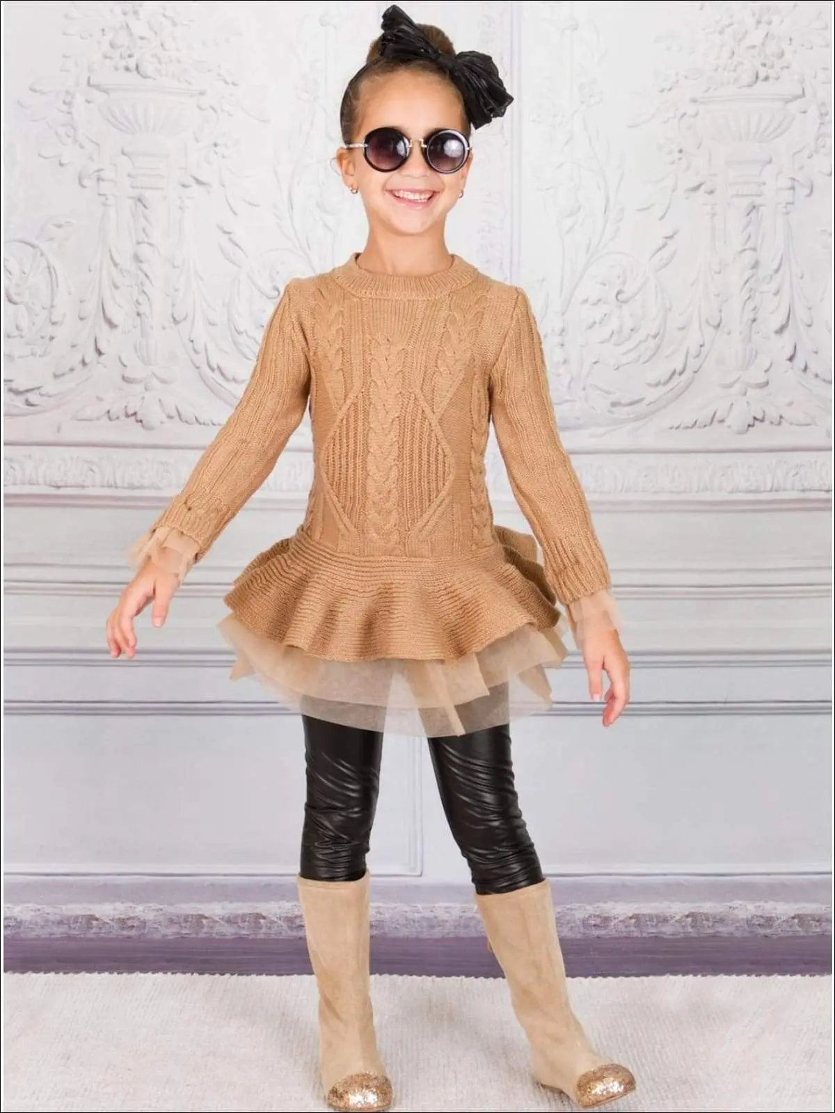 Cute As Pie Autumn Cable Knit Tutu Sweater - Image 4